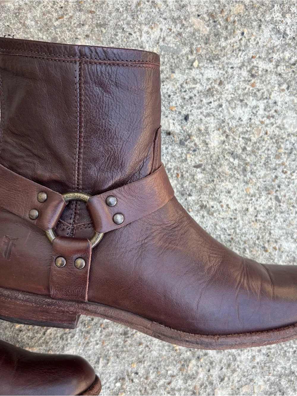 Frye Brown Leather Phillip Harness Ankle Moto Biker Zip Boots Size 9